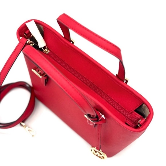 Michael Kors Jet Set Travel Extra-Small Top Zip Tote Bag Red - Picture 8 of 11